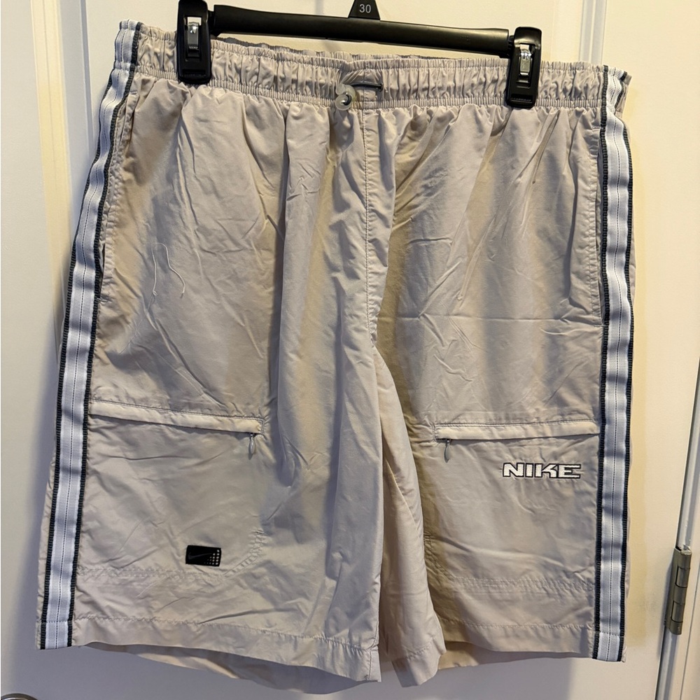 Nike Tan Swim Shorts with side stripe